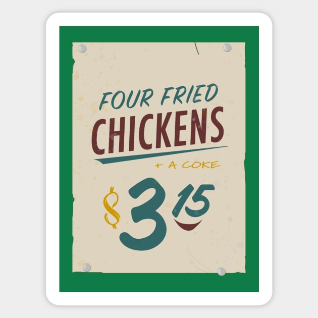 Four Fried Chickens Sticker by Vandalay Industries